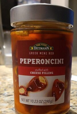 Greek Mini Red Peperoncini Stuffed With Cheese Filling, Cheese