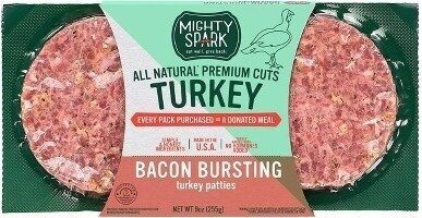 Bacon Bursting All-Natural Turkey Patties, Bacon Bursting