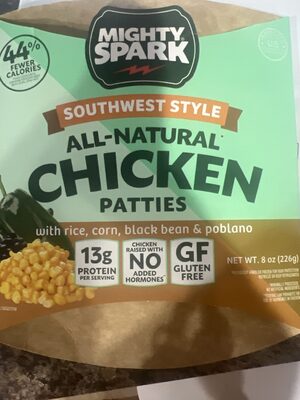 Southwest-Style Corn, Rice, Black Bean, & Poblano Chicken Patties, Southwest-Style