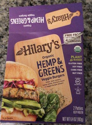 Organic Hemp & Greens Veggie Burgers, Hemp & Greens