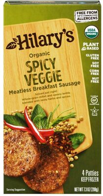 Organic Spicy Veggie Meatless Breakfast Sausage, Spicy Veggie