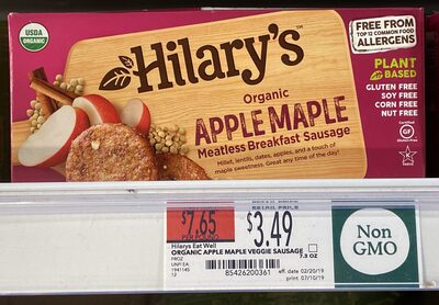 Organic Apple Maple Meatless Breakfast Sausage, Apple Maple