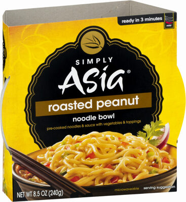 Roasted Peanut Pre-Cooked Noodles & Sauce With Vegetables & Toppings Noodle Bowl, Roasted Peanut