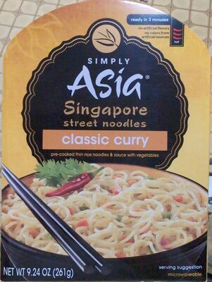 Hot Classic Curry Pre-Cooked Thin Rice Singapore Street Noodles & Sauce With Vegetable, Classic Curry
