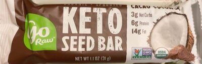 Cacao Coconut Organic Sprouted Keto Seed Bar, Cacao Coconut