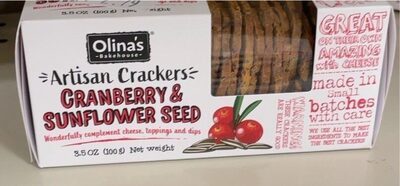 Cranberry & Sunflower Seed Artisan Crackers, Cranberry & Sunflower Seed