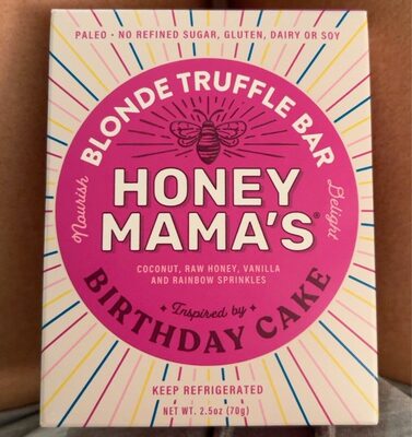 Birthday Cake Coconut, Raw Honey, Vanilla And Rainbow Sprinkles Blonde Truffle Bar, Birthday Cake