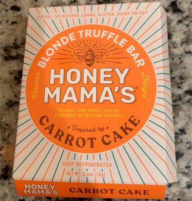 Carrot Cake Coconut, Raw Honey, Raisins, Cinnamon, Nutmeg And Walnuts Blonde Truffle Bar, Carrot Cake