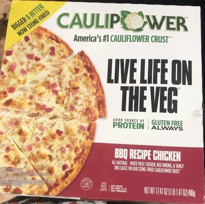 BBQ Recipe Chicken White Meat Chicken, Red Onions, & Tangy BBQ Sauce On Our Stone-Fired Cauliflower Crust Pizza, BBQ Recipe Chicken