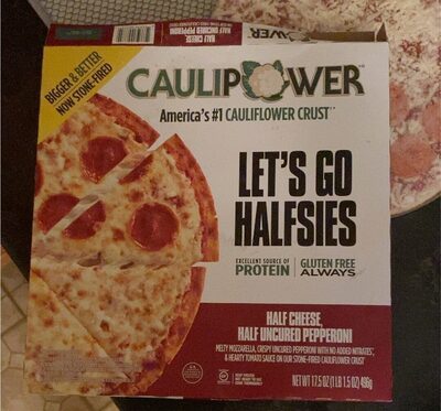 Half Cheese, Half Uncured Pepperoni Melty Mozzarella, Crispy Uncured Pepperoni & Hearty Tomato Sauce On Our Stone-Fired Cauliflower Crust Pizza, Half Cheese, Half Uncured Pepperoni
