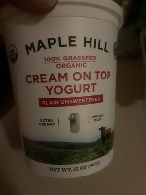 Plain Unsweetened Organic Whole Milk Cream On Top Yogurt, Plain