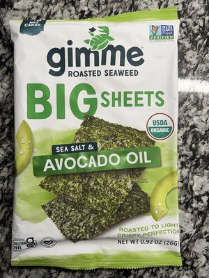Big Sheets Sea Salt & Avocado Oil Roasted Seaweed, Sea Salt; Avocado
