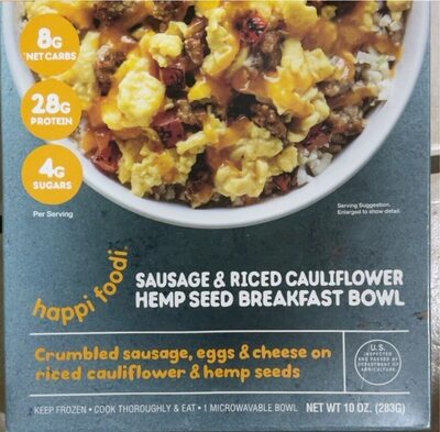 Sausage & Riced Cauliflower Hemp Seed Breakfast Bowl, Sausage & Riced Cauliflower Hemp Seed