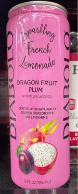 Dragon Fruit Plum Flavored Sparkling French Lemonade, Dragon Fruit Plum