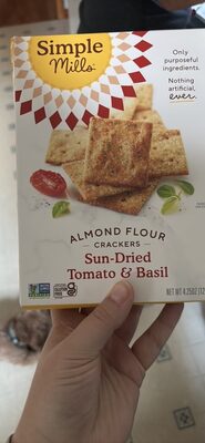 Sun-Dried Tomato & Basil Almond Flour Crackers, Sun-Dried Tomato & Basil