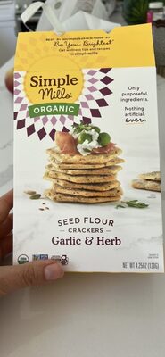 Garlic & Herb Organic Seed Flour Crackers, Garlic & Herb