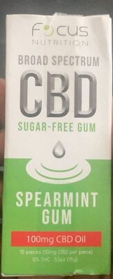 Spearmint Gum Broad Spectrum Cbd Sugar-Free Gum, Spearmint Gum