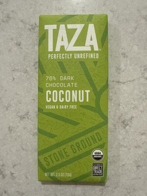 Coconut Organic 70% Dark Chocolate, Coconut