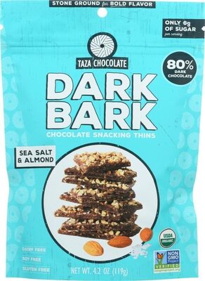 Sea Salt & Almond Dark Bark 80% Dark Chocolate Snacking Thins, Sea Salt & Almond