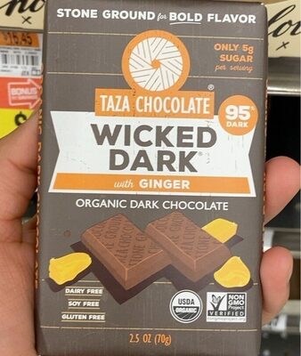 Wicked Dark With Ginger Organic 95% Dark Chocolate, Wicked Dark With Ginger