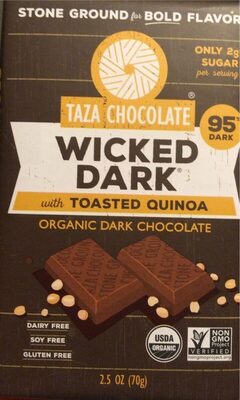 Wicked Dark With Toasted Quinoa Organic 95% Dark Chocolate, Wicked Dark With Toasted Quinoa