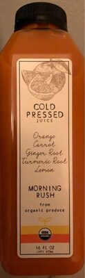 Orange Carrot Ginger Root Turmeric Root Lemon Cold Pressed Juice, Orange Carrot Ginger Root Turmeric Root Lemon