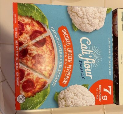 Uncured Chicken Pepperoni Pizza On A Cauliflower & Cheese Crust, Uncured Chicken Pepperoni