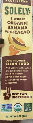 Banana Organic Fruit Jerky With Cacao, Banana With Cacao