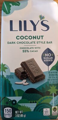 Coconut 55% Cocoa Dark Chocolate, Coconut