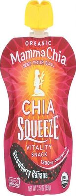 Strawberry Banana Organic Chia Vitality Squeeze Snack, Strawberry Banana