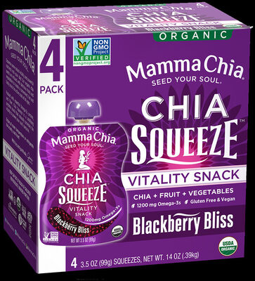Blackberry Bliss Organic Chia Vitality Squeeze Snack, Blackberry Bliss