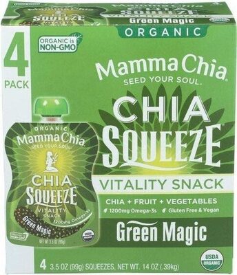Green Magic Organic Chia Vitality Squeeze Snack, Green Magic