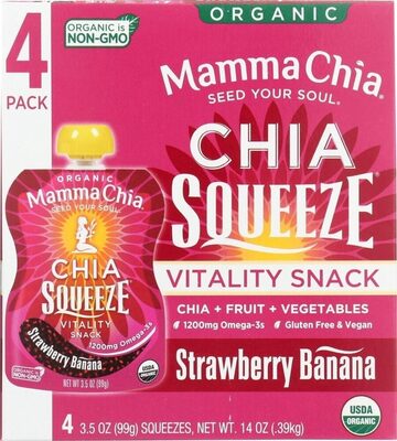 Strawberry Banana Organic Chia Vitality Squeeze Snack, Strawberry Banana