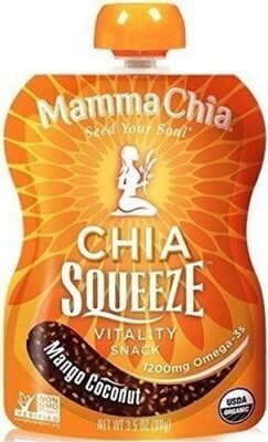 Mango Coconut Organic Chia Vitality Squeeze Snack, Mango Coconut