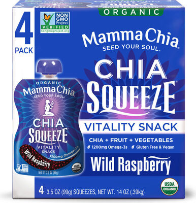 Wild Raspberry Organic Chia Vitality Squeeze Snack, Wild Raspberry