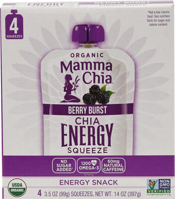 Organic Berry Burst Chia Energy Squeeze Snack, Berry Burst