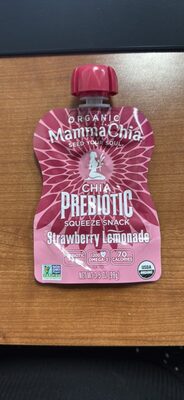 Strawberry Lemonade Organic Chia Prebiotic Squeeze Snack, Strawberry Lemonade