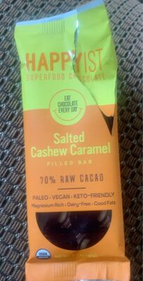 Salted Cashew Caramel 70% Raw Cacao Filled Bar, Salted Cashew Caramel