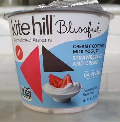 Strawberries And Creme Flavored Blissful Creamy Coconut Milk Yogurt, Strawberries And Creme