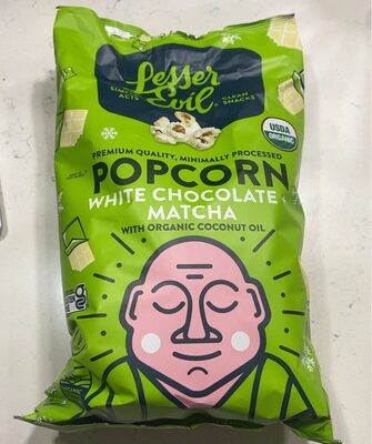 White Chocolate + Matcha Organic Popcorn, White Chocolate; Matcha