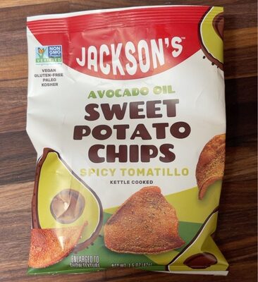 Avocado Oil Spicy Tomatillo Kettle Cooked Sweet Potato Chips, Spicy Tomatillo