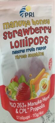 Strawberry Manuka Honey & Cpl Propolis Npa 10+ Lollipops, Strawberry