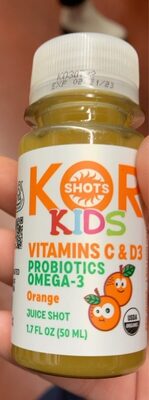Orange Kids Vitamins C & D3 Probiotics Omega-3 Juice Shot, Orange