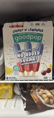 Cherry N' Lemonade Flavored Frozen Red, White & Blue Pops Juice Blends From Concentrate, Cherry N' Lemonade
