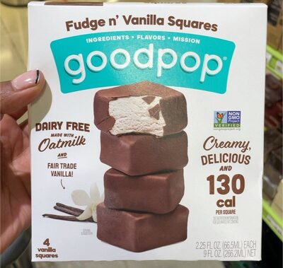 Goodpop Fudge N' Vanilla Squares, 2.25 Fl Oz, 4 Count, Fudge; Vanilla