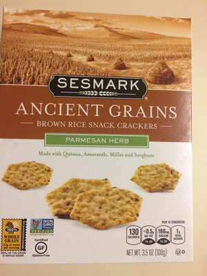 Sesmark, Ancient Grains Rice Snack Crackers, Parmesan Herb, Parmesan Herb