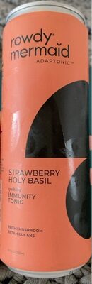 Strawberry Holy Basil Immunity Sparkling Tonic With Adaptogens, Strawberry Holy Basil