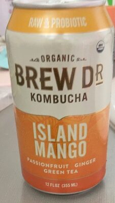 Island Mango Organic Kombucha, Mango; Passionfruit; Green Tea
