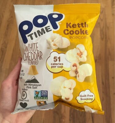 White Cheddar Flavored With Himalayan Pink Salt Kettle Cooked Popcorn, White Cheddar