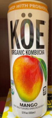 Mango Flavored Organic Kombucha Sparkling Beverage, Mango